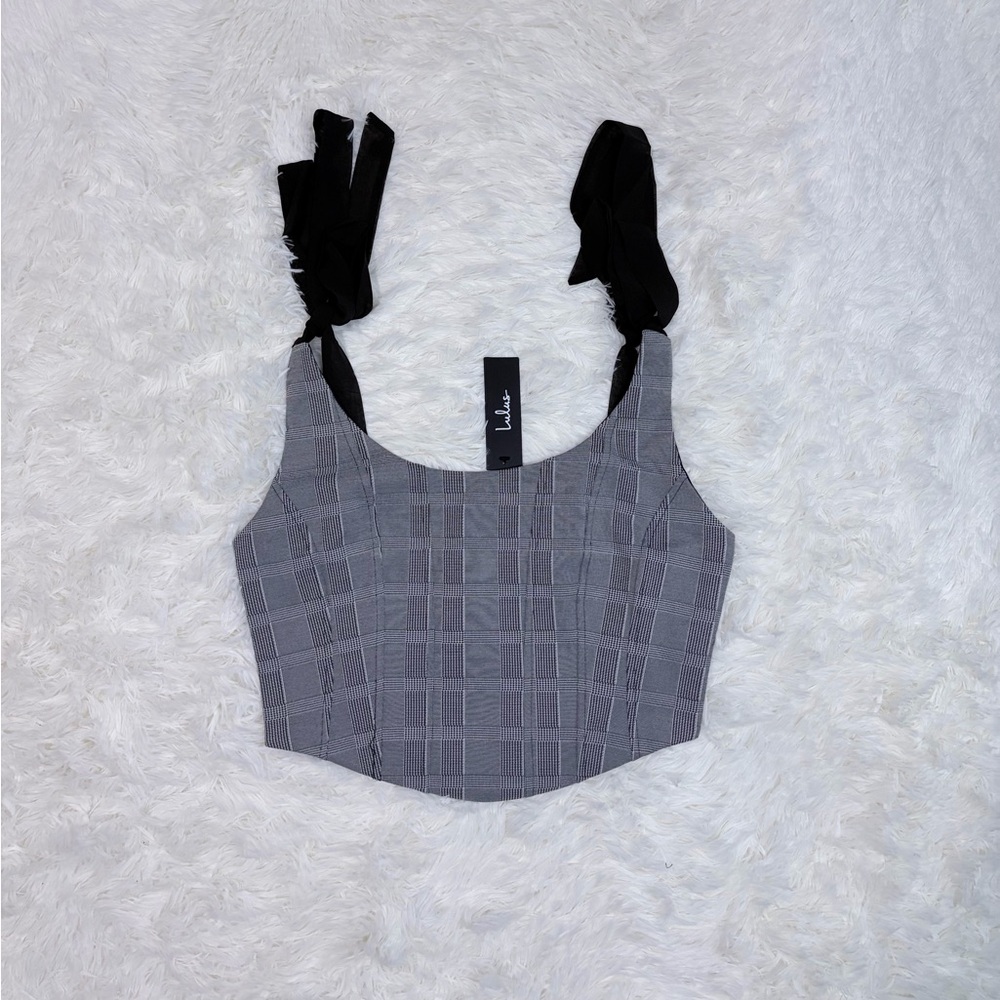 Lulus Plaid Tie-Strap Crop Top